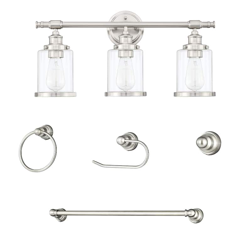 Vanity Light Fixture 3-Light 5-Piece All-in-One Bathroom Set