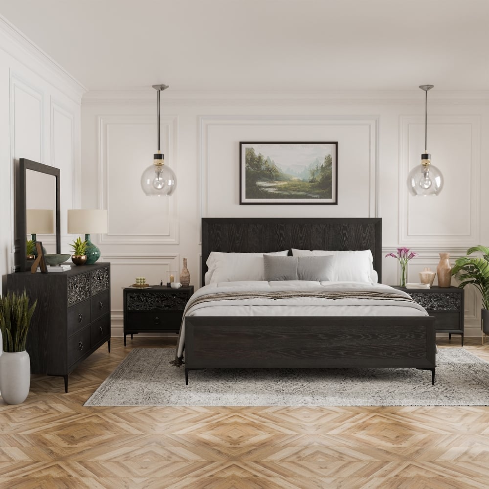 Furniture of America Fable Modern 5-Piece Solid Wood Panel Bedroom Set