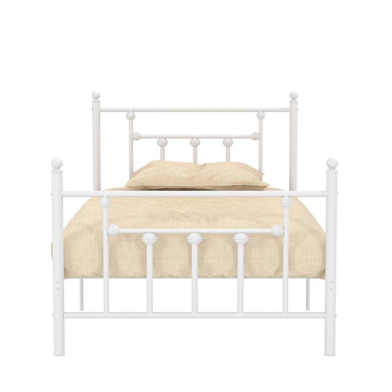 14 Inch Metal Victorian Platform Bed Frame with Headboard and Footboard, Heavy Duty Mattress Foundation with Steel Slats Support