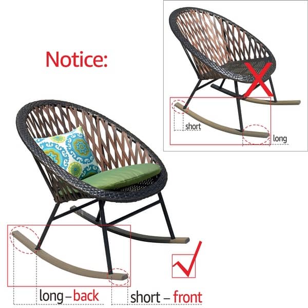 dimension image slide 2 of 4, OVIOS 3-piece Patio Rocking Chair Bistro Set with Glass Coffee Table