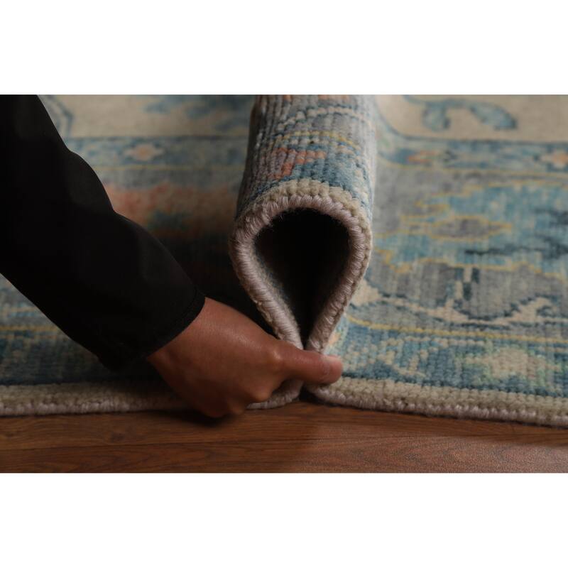 Oushak Indian Area Rug Handmade Beige Wool Carpet - 8'0" x 10'5"