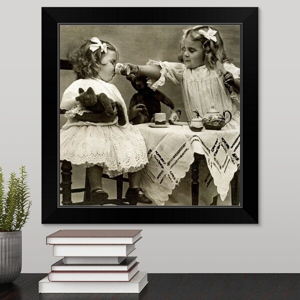"Girls at tea party" Black Framed Print