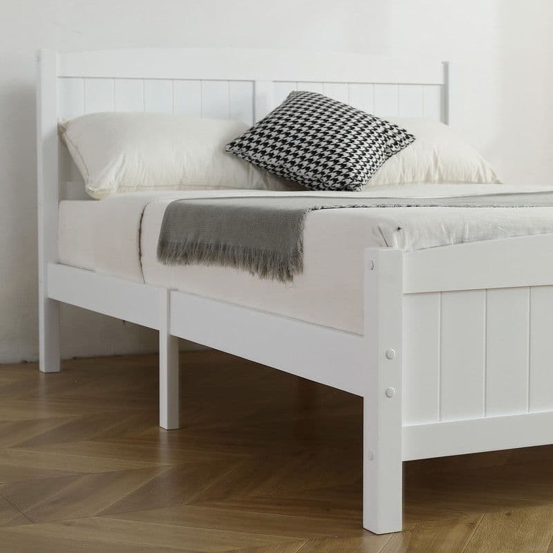 Full Size Solid Wood Bed Frame White