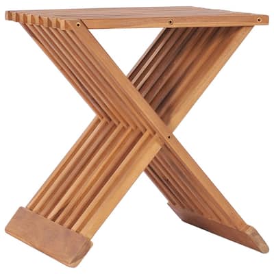 vidaXL Folding Stool 15.7"x12.6"x17.7" Solid Teak Wood - 15.7" x 12.6" x 17.7"
