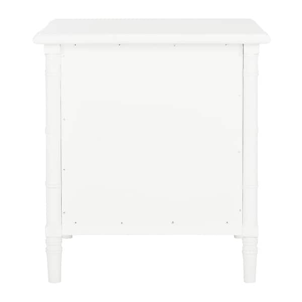SAFAVIEH Mina Modern Coastal 3Drawer White Bamboo Nightstand Bed