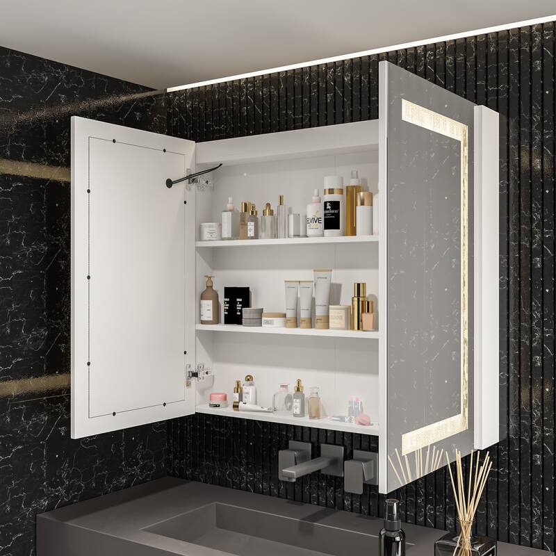Wall LED Bathroom Cabinet with Lighting and Defogger Medicine Cabinet
