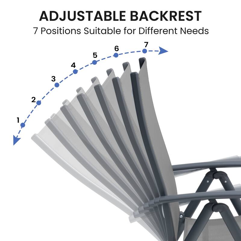 Outdoor Folding Patio Chair Set Adjustable Dining Chairs Set of 2/4/6