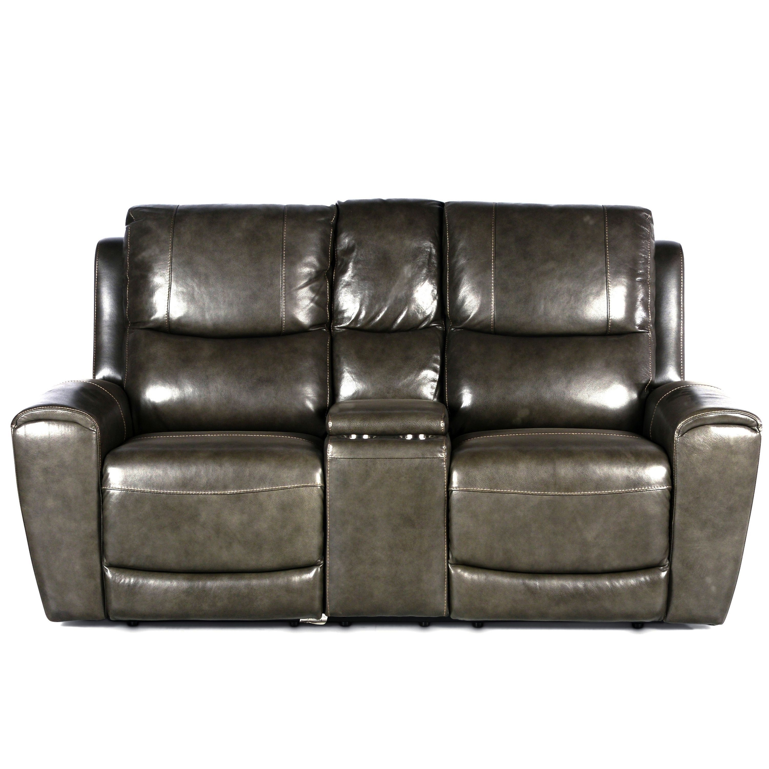 Lanzo gray shop leather reclining sofa