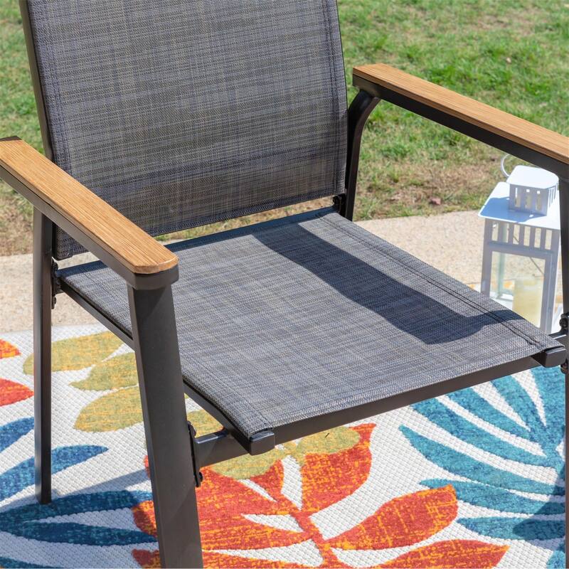 MAISON ARTS 3 Piece Bistro Set, 2 x Aluminium Stackable Dining Chairs and 1 x side table