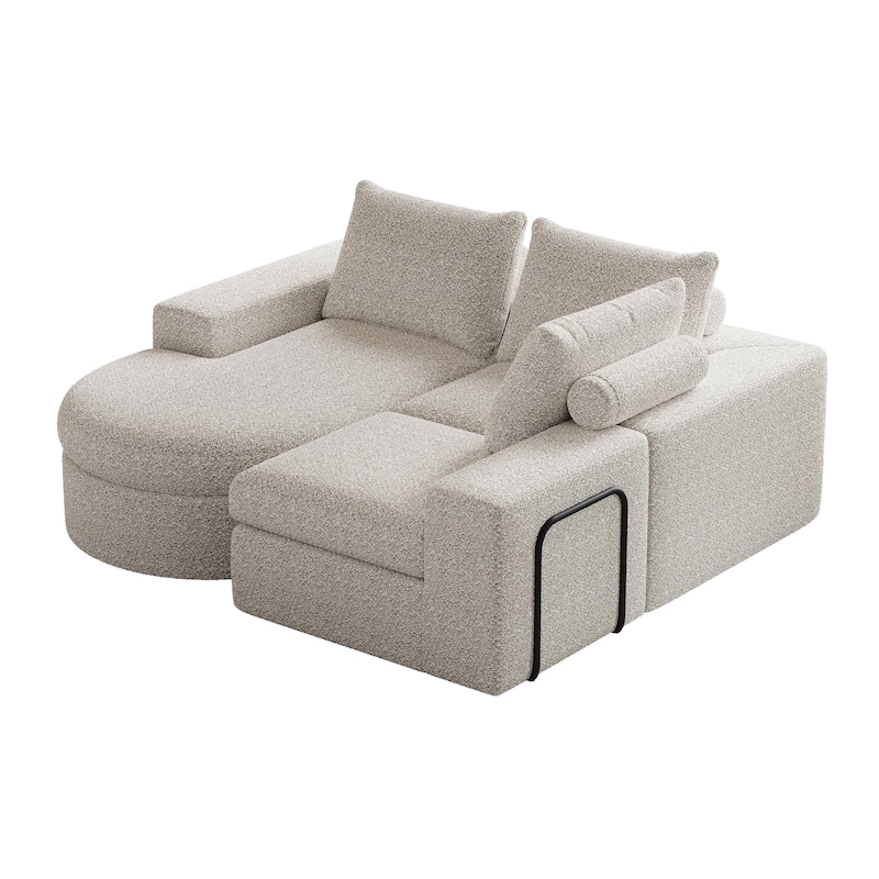 Chenille Cloud Deep Seat Couch L-shape Sectional Sofa w/ Curved Chaise