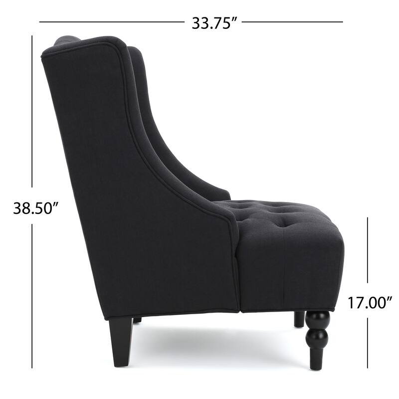 Modern 27.5" High Back Upholstered Button Tufted Club Chair with Rubber Wood Legs