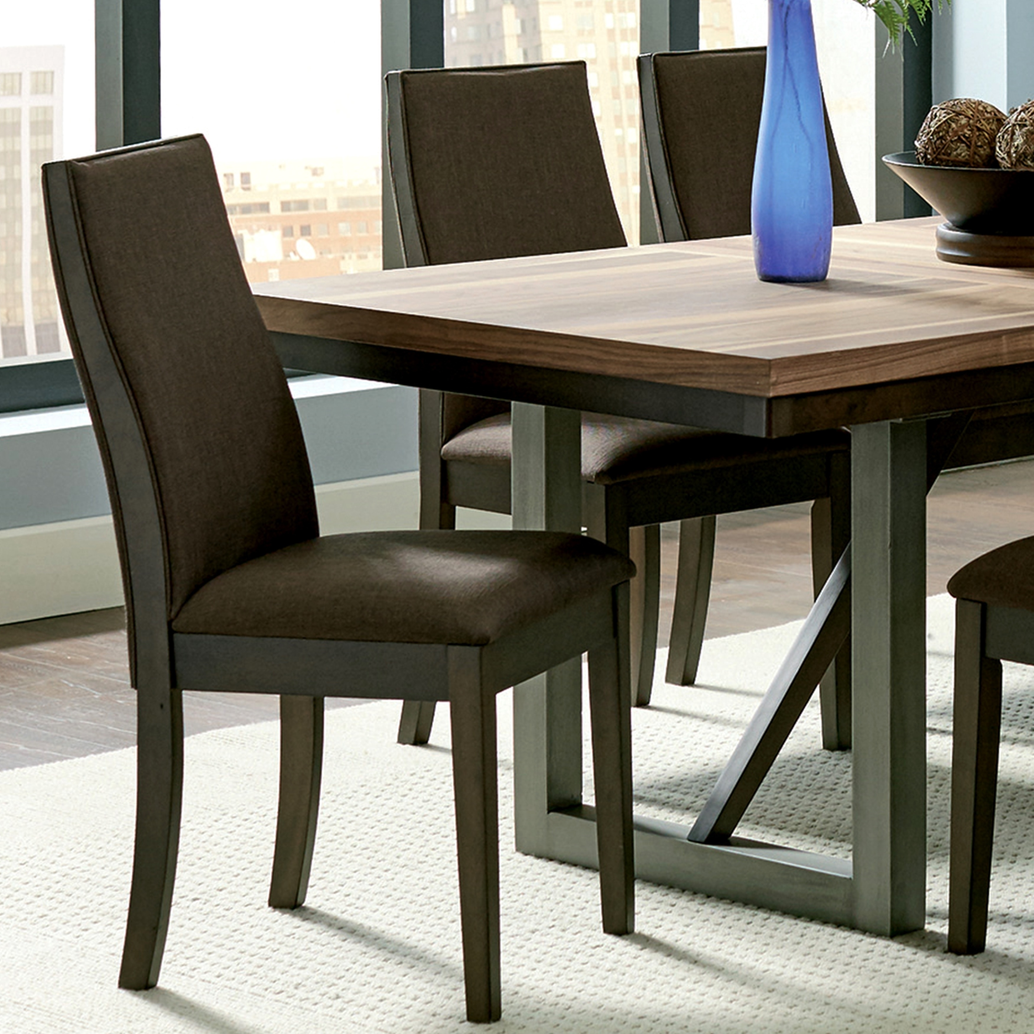Mid-Century Modern Wood and Fabric Design Dining Chairs (Set of 2)
