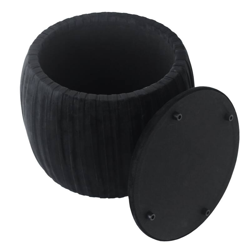 Backless Storage Stool with Velvet Upholstery - Accent for Living Room Home Decor