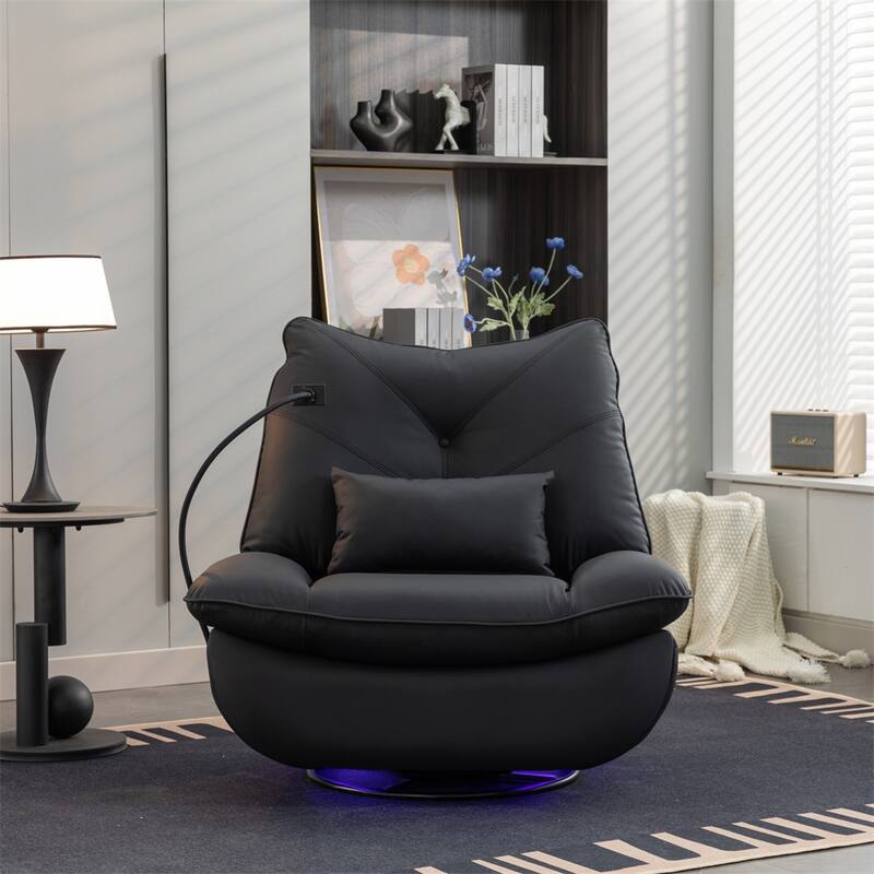 Power Swivel Rocking Chair with USB Port Charge &Lamp for Nursery