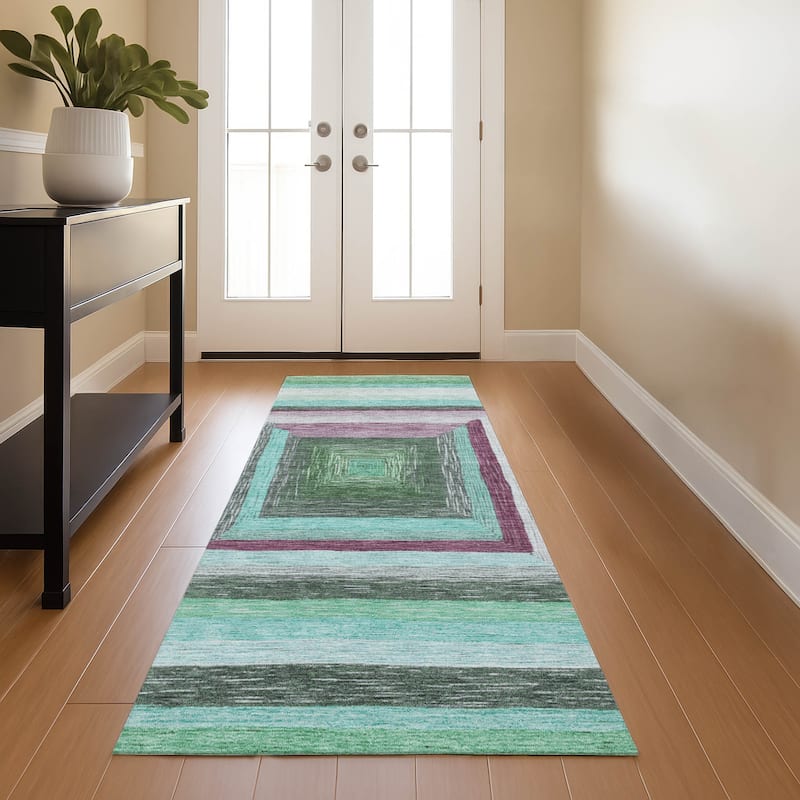 Premium Washable Super Soft Modern Dimensions Mayfield Rug - Teal - 2'3" x 7'6"