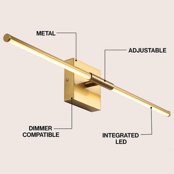 dimension image slide 11 of 34, JONATHAN Y 28" Dimmable Integrated LED Metal Wall Sconce