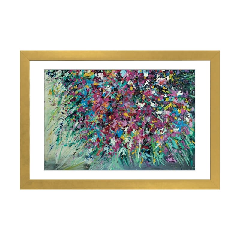iCanvas "Wild Hearts Wildflowers" by Shalimar Legaspi - Gold - 16x24x1