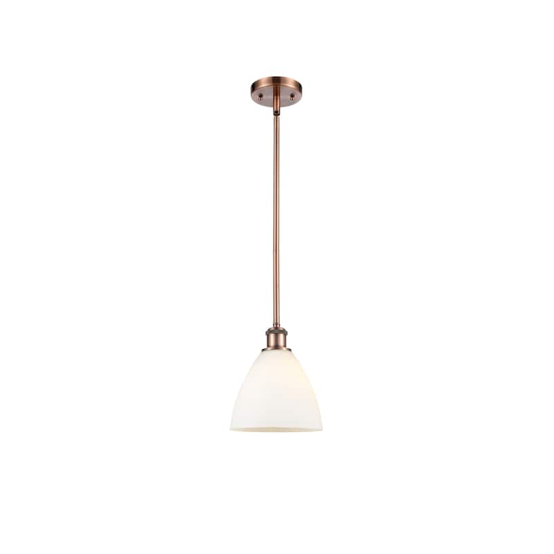 Innovations Lighting Bristol Glass 1 Light 8" Mini Pendant - Antique Copper/Matte White