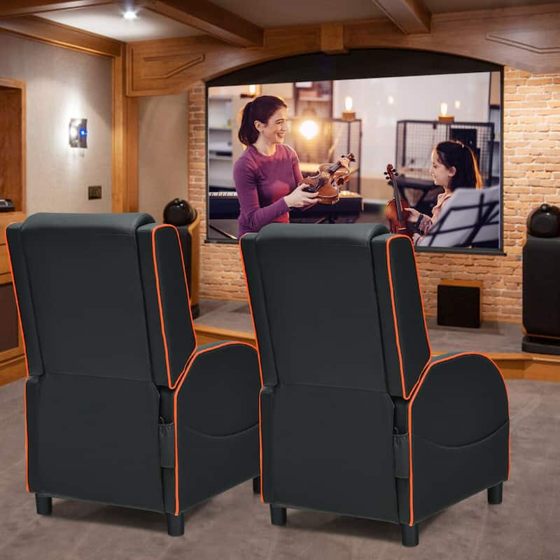 Gymax Massage Gaming Recliner Chair Leather Single Sofa Home Theater - 24.5'' x 35'' x 43''
