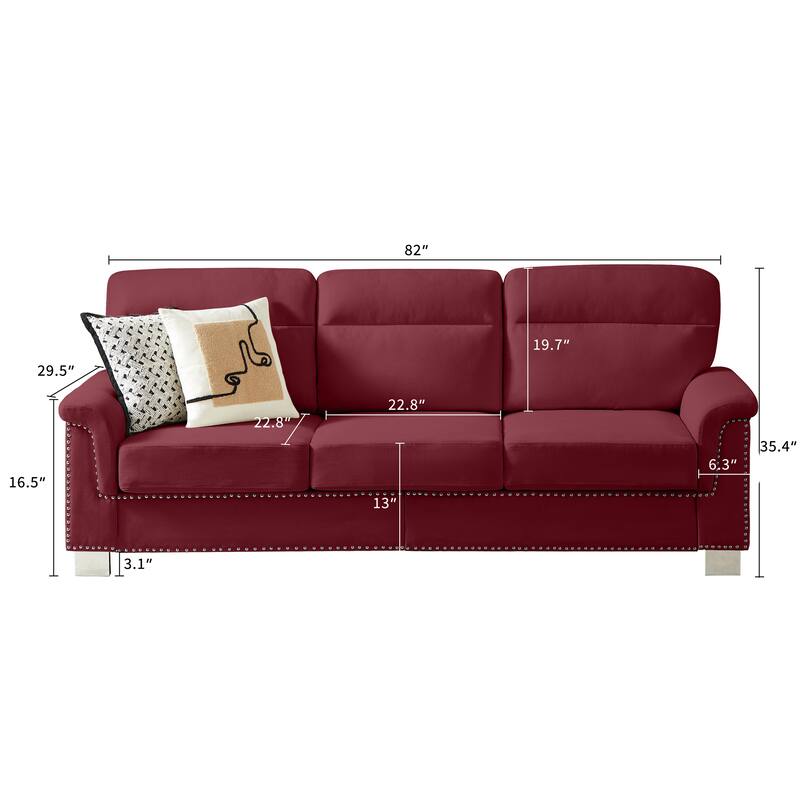 GDFStudio - Modern Snowfleece 3-Seater 82" Sofa with Rolled Arms