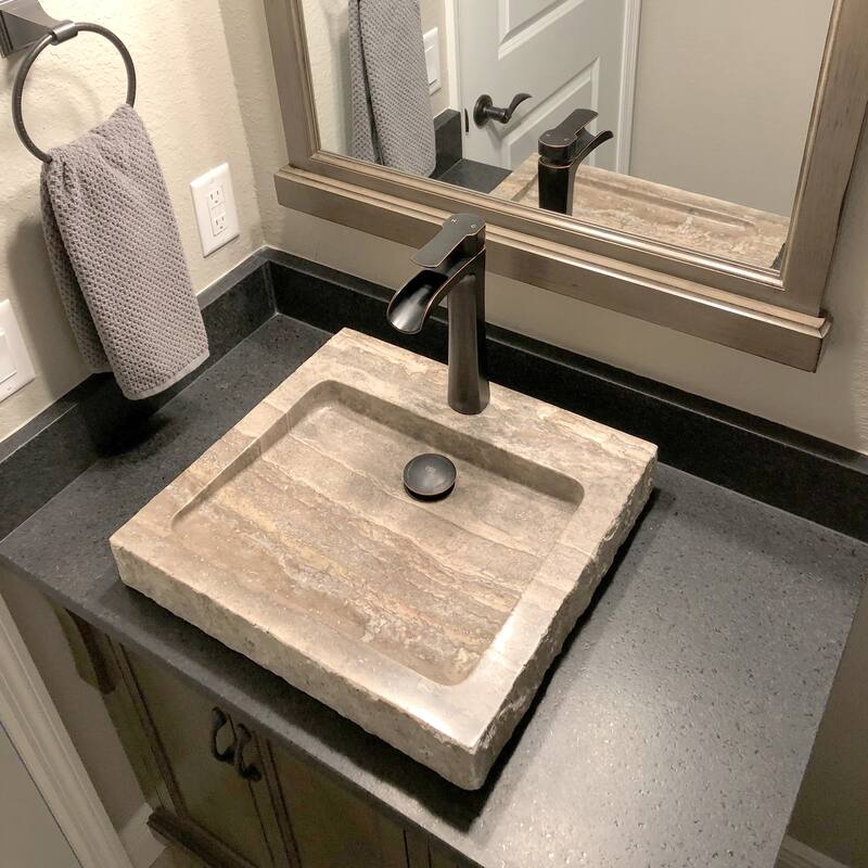 AA Warehousing Anthony Travertine Rectangular Sink