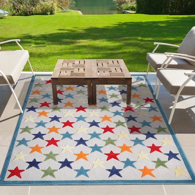 Superior Whimsical Stars Modern Indoor Outdoor Area Rug