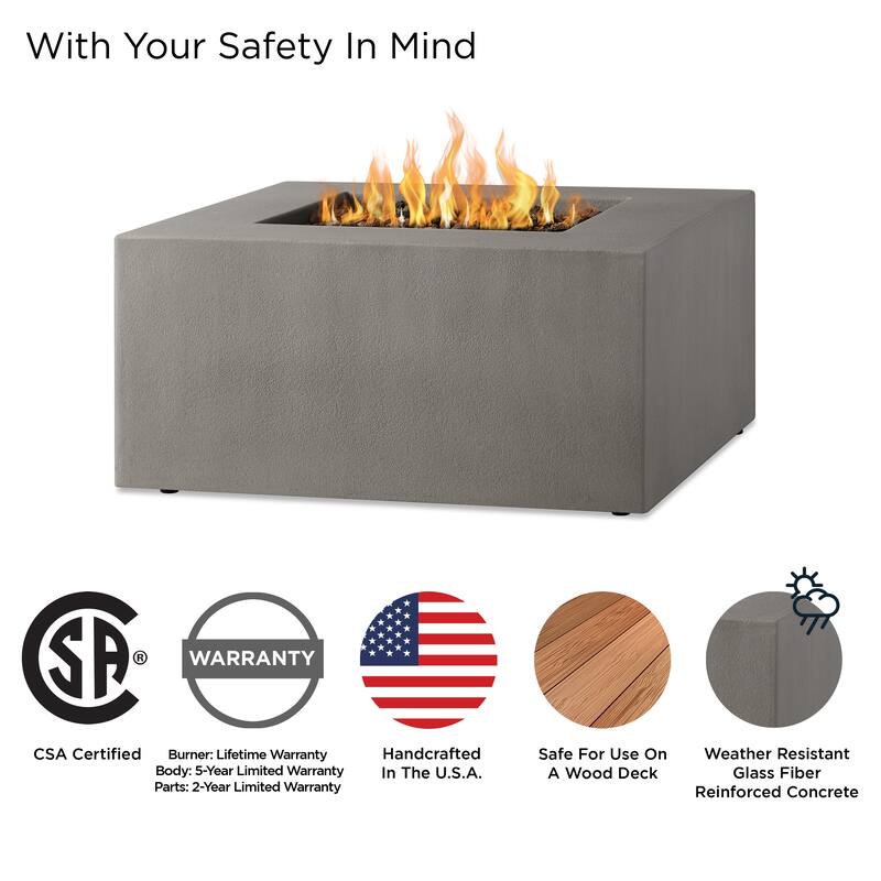 Provo Casual Square Natural Gas Fire Table in Flint by Jensen Co - 40 x 40 x 19