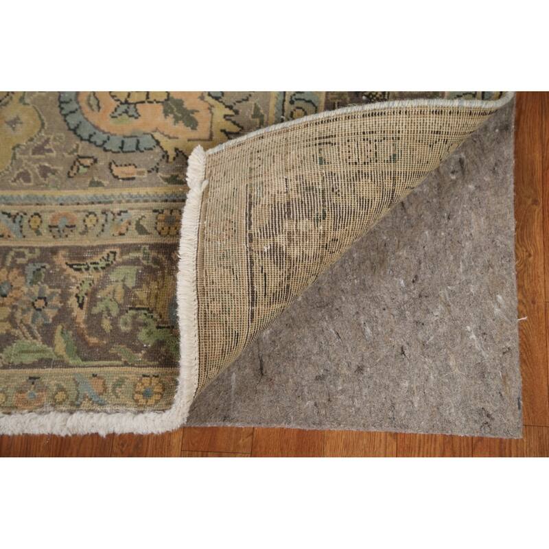 Hand Knotted Oriental 100% Wool Carpet Traditional Floral Brown Tabriz Area Rug - 11' 7'' X 8' 3''