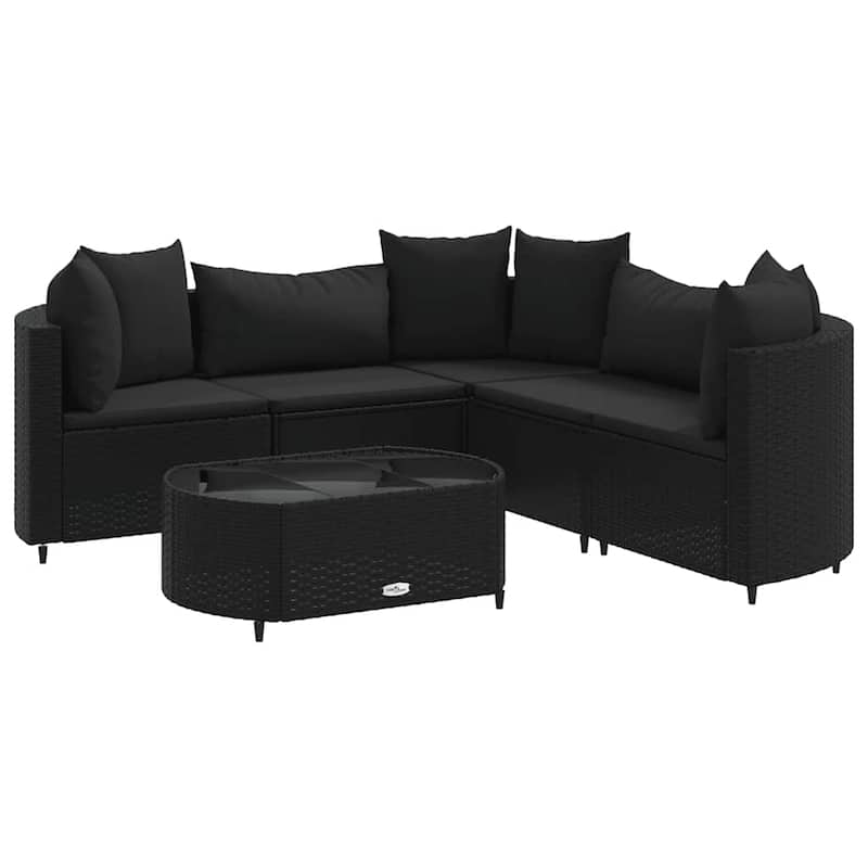 vidaXL Patio Sofa Set with Cushions Lounge Setting Outdoor Furniture Poly Rattan - 8.2 x 12.1 x 4.6