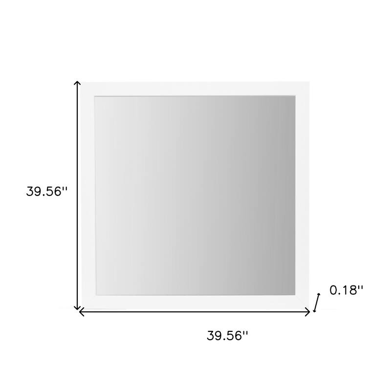 HomeRoots 40" White Wood Square Dresser Mount Framed Mirror - 39.56 in. x 39.56 in. x 0.18 in.