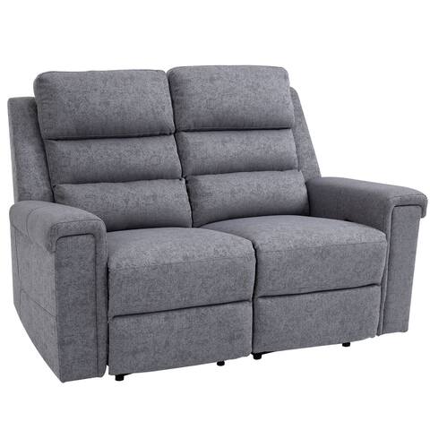 HOMCOM Modern 2 Seater Manual Reclining Sofa Loveseat Couch with Linen Fabric and Thick Sponge Padding for Living Room