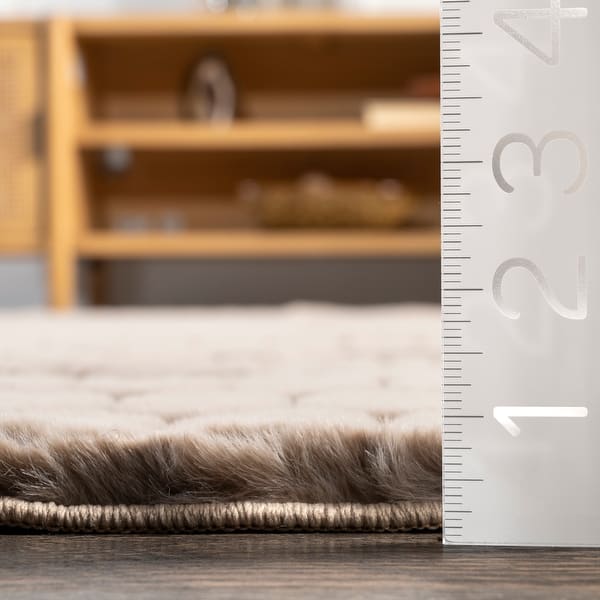 dimension image slide 3 of 6, Nuloom Nia SuperiorWash Tile Faux Rabbit Machine Washable Area Rug