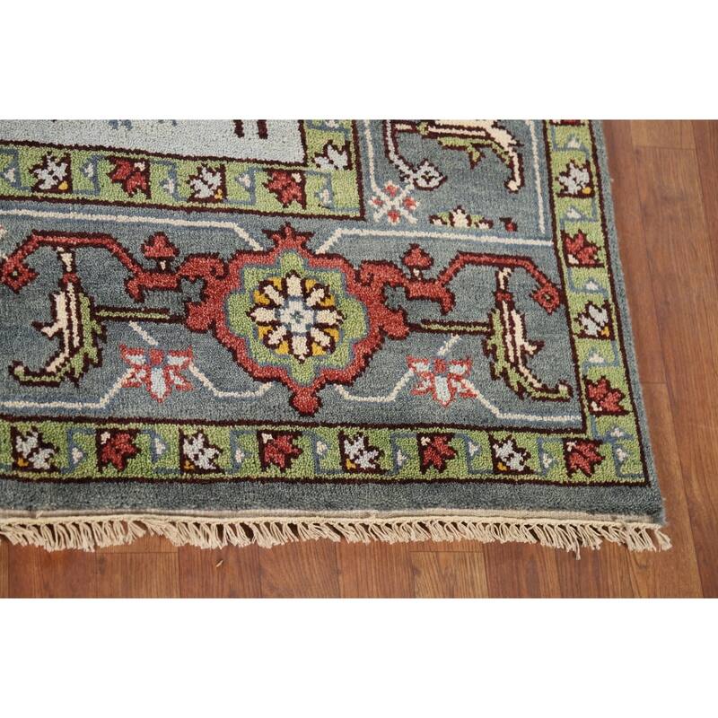 Animals Design Heriz Serapi Indian Area Rug Hand-Knotted Wool Carpet - 7'11" x 9'11"
