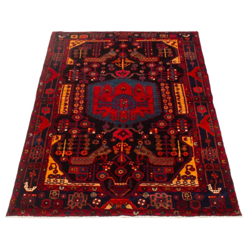ECARPETGALLERY Hand-knotted Anatolian Vintage Navy, Red Wool Rug - 4'5 x 7'3