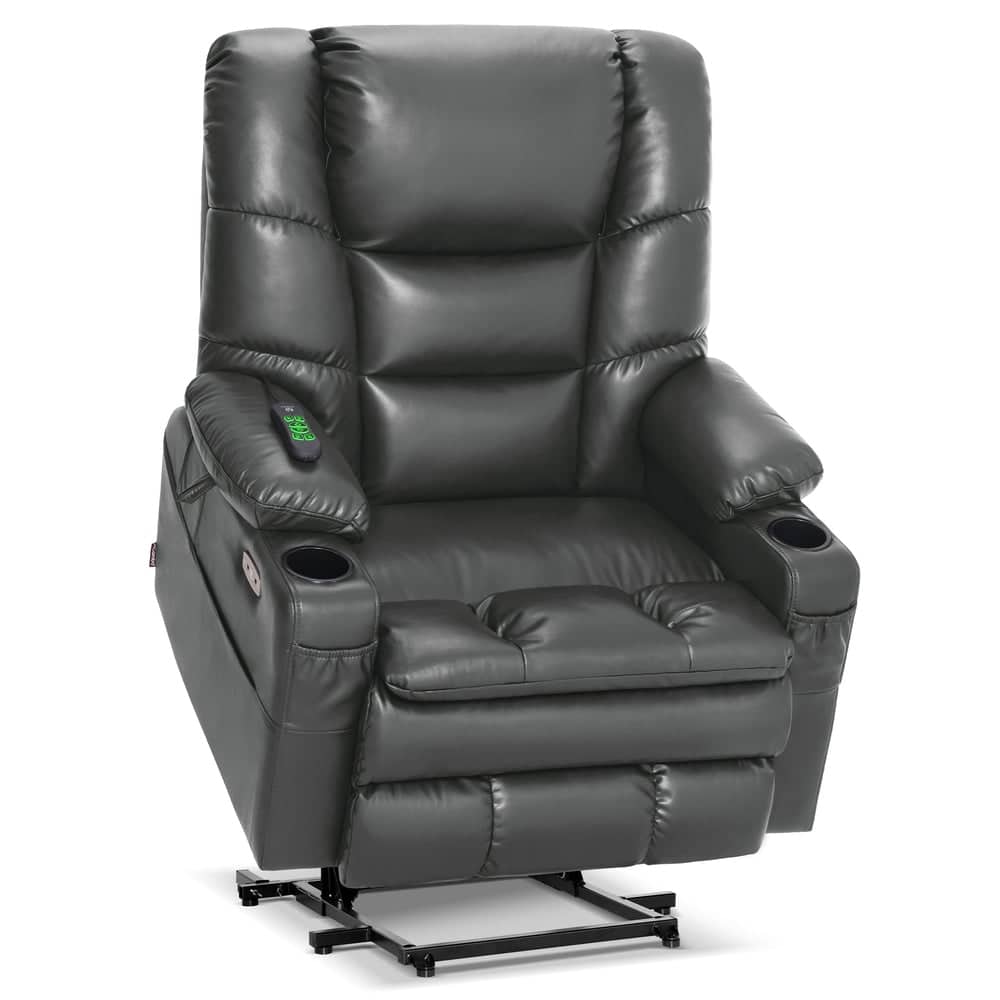 MCombo Large-Wide Dual Motor Power Lift Recliner with Massage and Dual Heating for Big and Tall Elderly, Faux Leather R7635