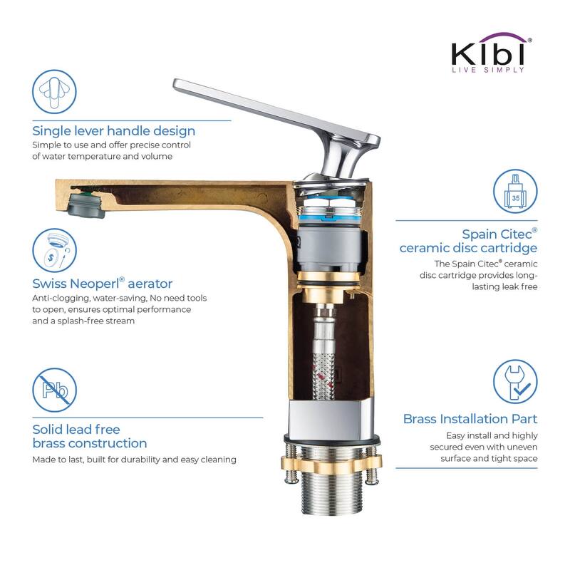 Lead Free Solid Brass Single Handle Bathroom Vanity Sink Faucet with Water Hose