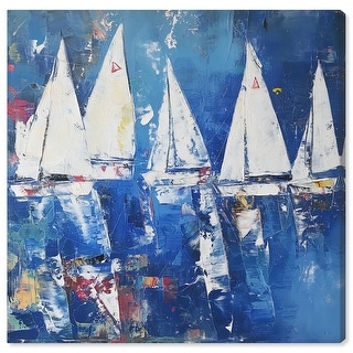 Sailboats in Blue Canvas Classic Coastal Art by Art Remedy - Bed Bath ...