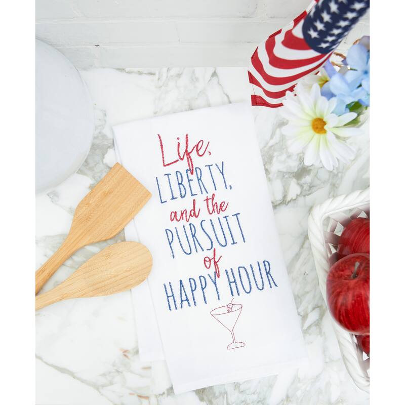 Life, Liberty & The Pursuit of Happy Hour Flour Sack Cotton Kitchen Towel