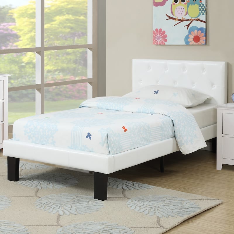 Faux Leather Upholstered Full Size Bed - White - Full