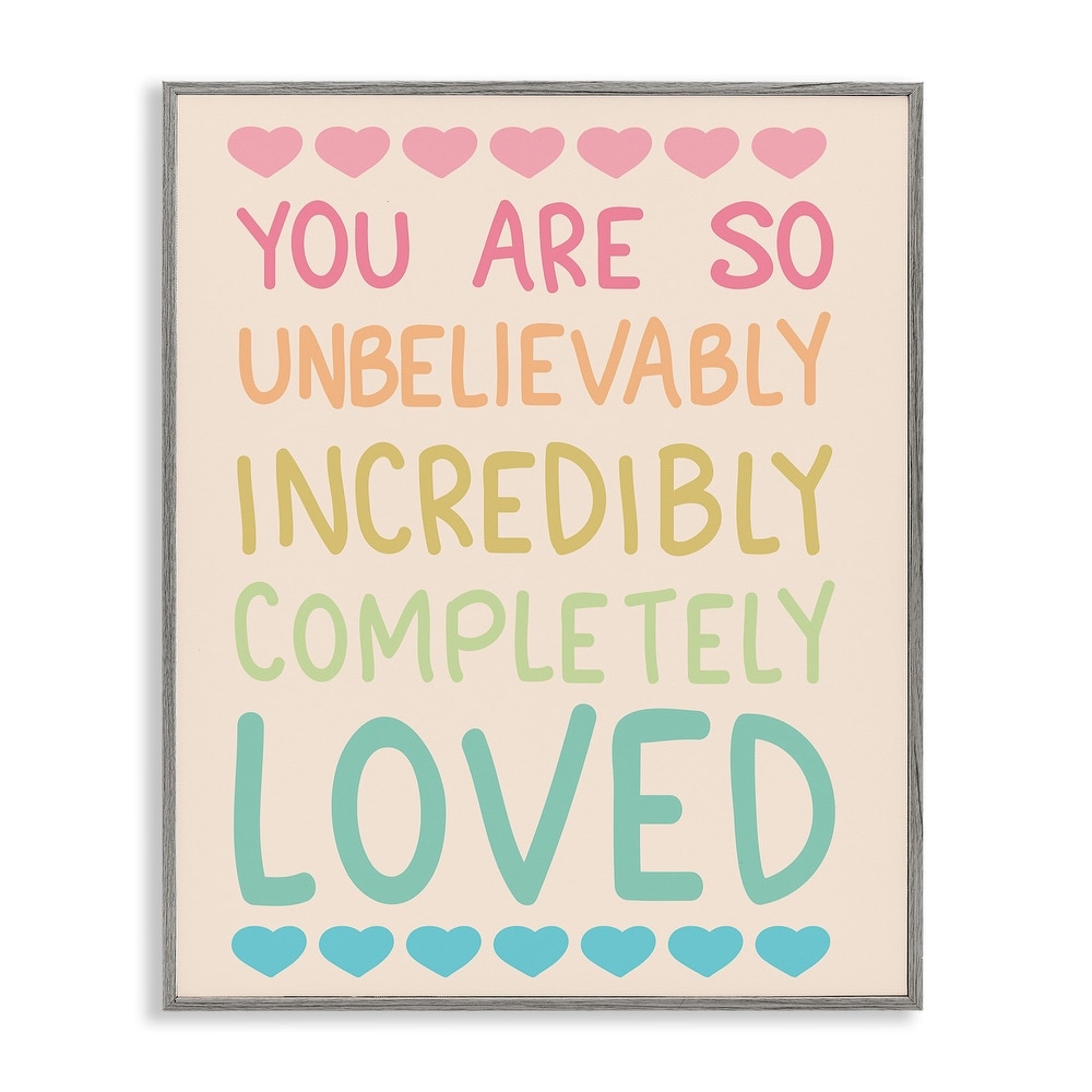 Stupell Completely Loved with Hearts Framed Giclee Art Design By Sweet Melody Designs