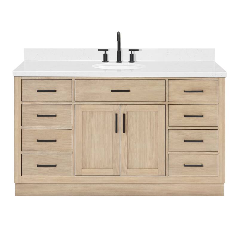 Ariel T060SCQOVO Hepburn 60" Free Standing Single Basin Vanity Set - Oak