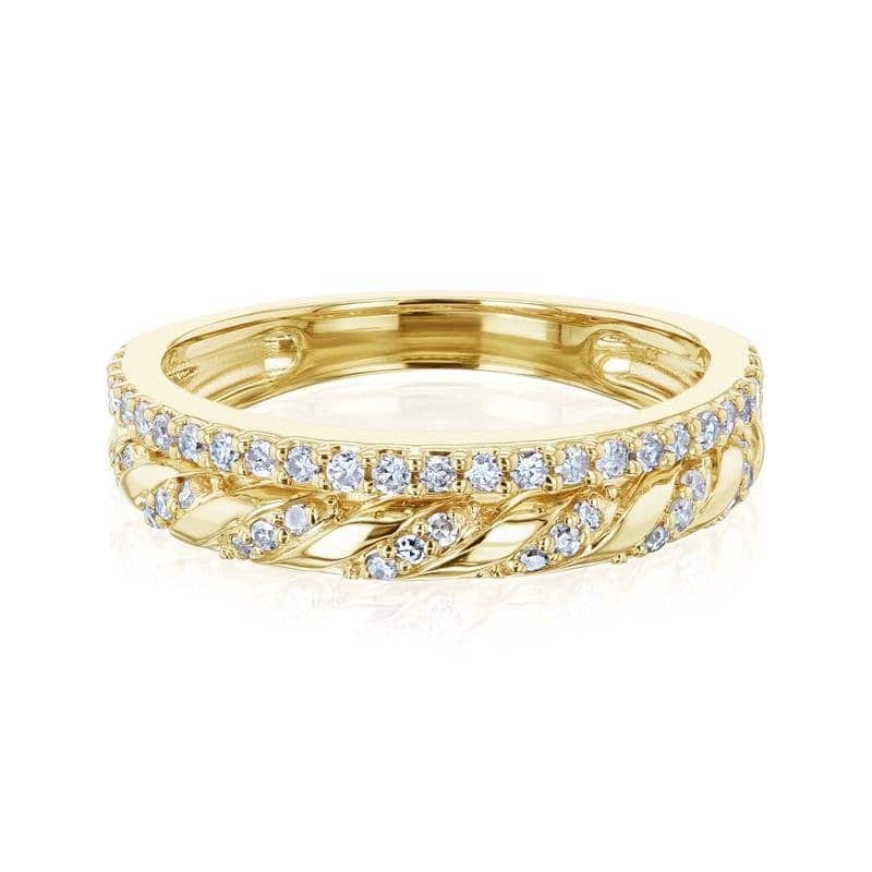 Annello by Kobelli Kiki 10k Yellow Gold Twist Pavé Dual Row Diamond Ring (HI/I) - 9 - Yellow