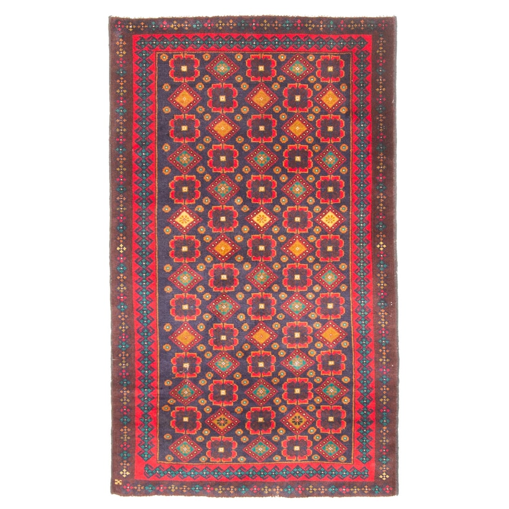 ECARPETGALLERY Hand-knotted Teimani Dark Navy Wool Rug - 2'8 x 4'7