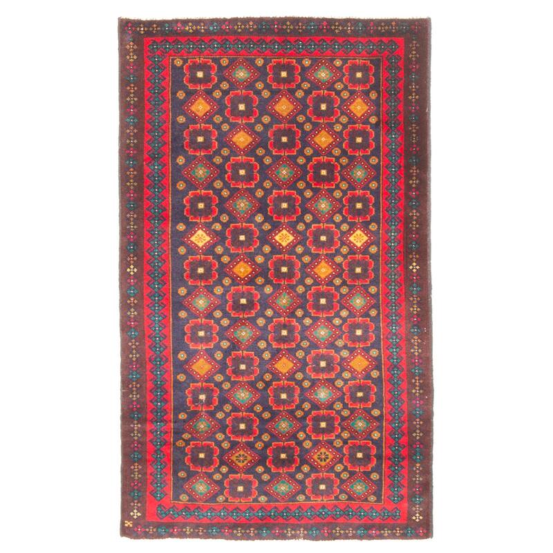 ECARPETGALLERY Hand-knotted Teimani Dark Navy Wool Rug - 2'8 x 4'7