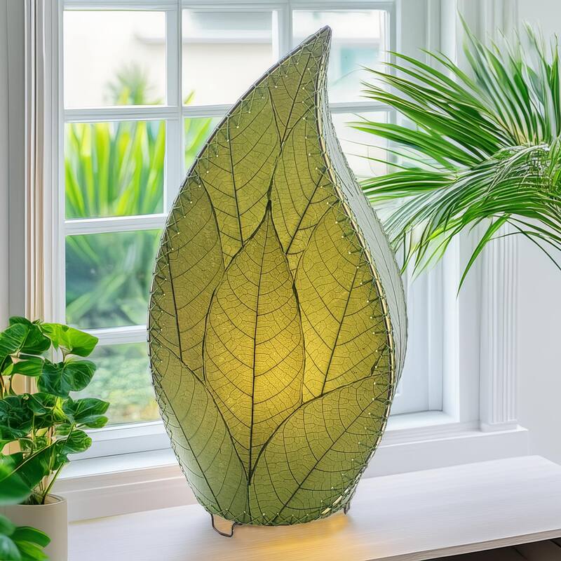 Eangee Handmade 24 Inch Leaflet Lamp, Cocoa Leaves Shade, 12 x 6 x 24 in. - 12 x 6 x 24