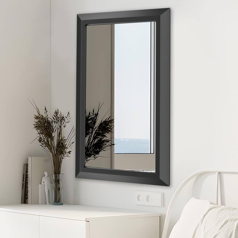 KIOTEE Full size Metal Bathroom Mirror with 5-Year Warranty - 24x16 - Black