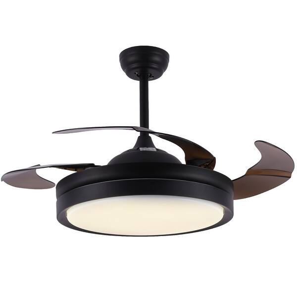 Porch Den Tigard Round 36 Inch Led Retractable Ceiling Fan With Remote Overstock 29530057