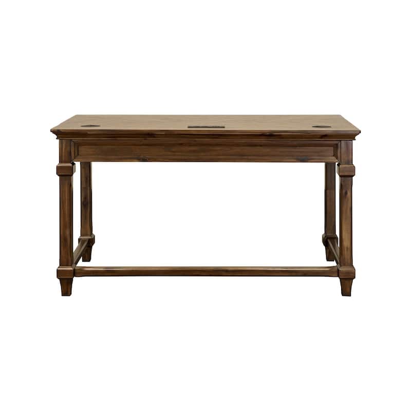 Traditional Wood Writing Desk, Office Desk, Storage Table, Brown