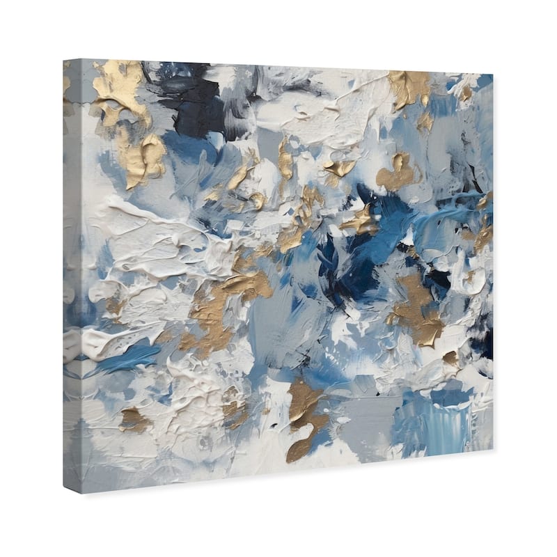 Wynwood Studio Abstract Ice Mountain Whipped Cream White and Metallic Gold Modern & Contemporary Wall Art Canvas Print