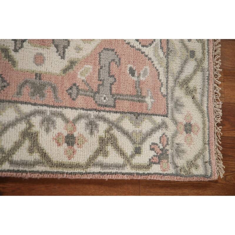 Pink Oushak Indian Runner Rug Handmade Wool Carpet - 2'7"x 9'11"